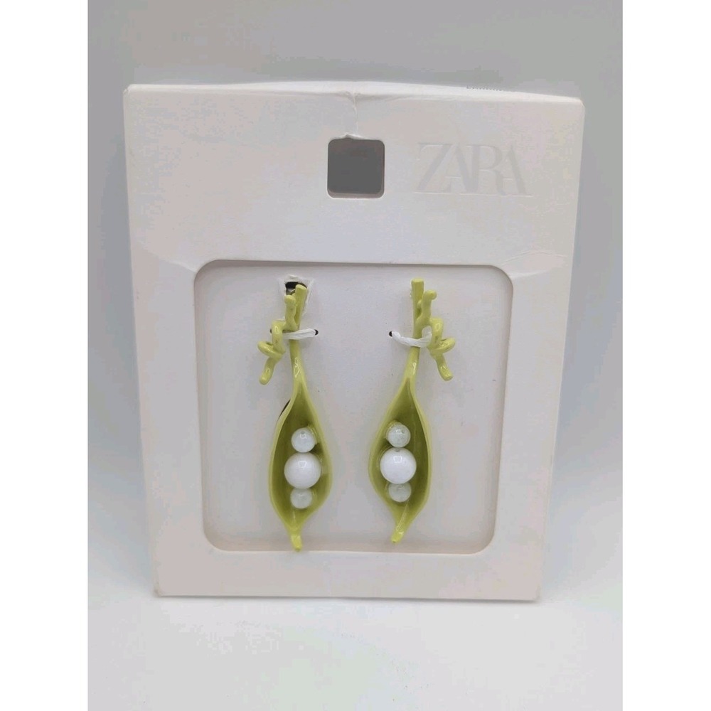 ZARA Woman Limited Edition Pea Earrings Lime Color 4736/225/520 NWT